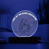 Beloved Daughter Gift – Printed Circle Acrylic Plaque with LED - - Acrylic Prints