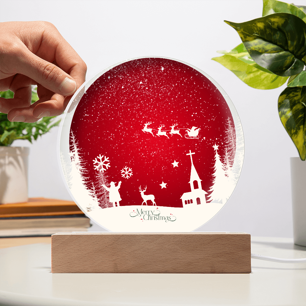 Santa Sleigh Circular Acrylic Plaque – A Gift of Wonder - - Acrylic Prints