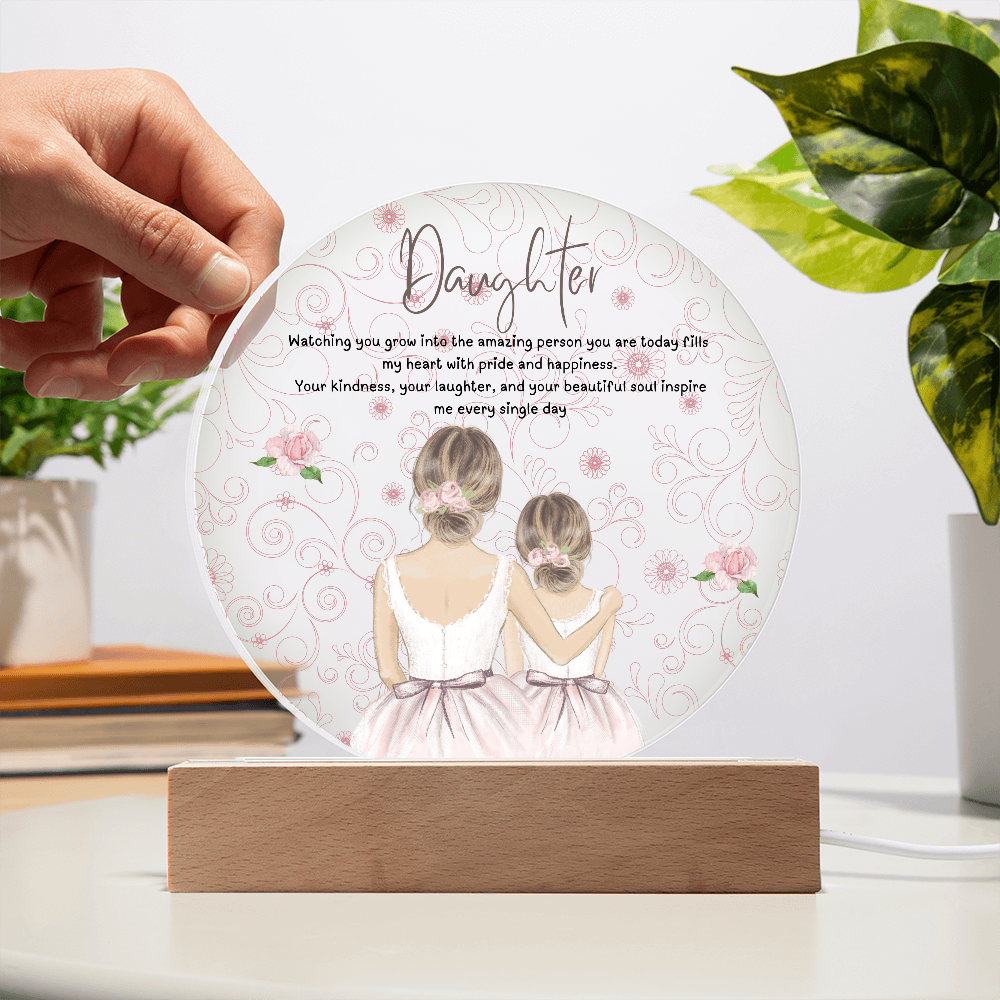 Floral Mother-Daughter Love – Printed Circle Acrylic Plaque - - Acrylic Prints