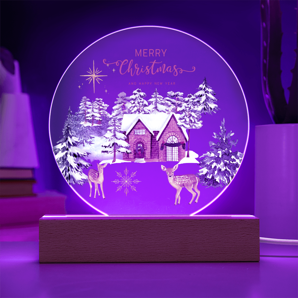 Circular LED Acrylic Plaque – Warm Winter Keepsake Gift - - Acrylic Prints