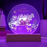 Circular LED Acrylic Plaque – Warm Winter Keepsake Gift - - Acrylic Prints
