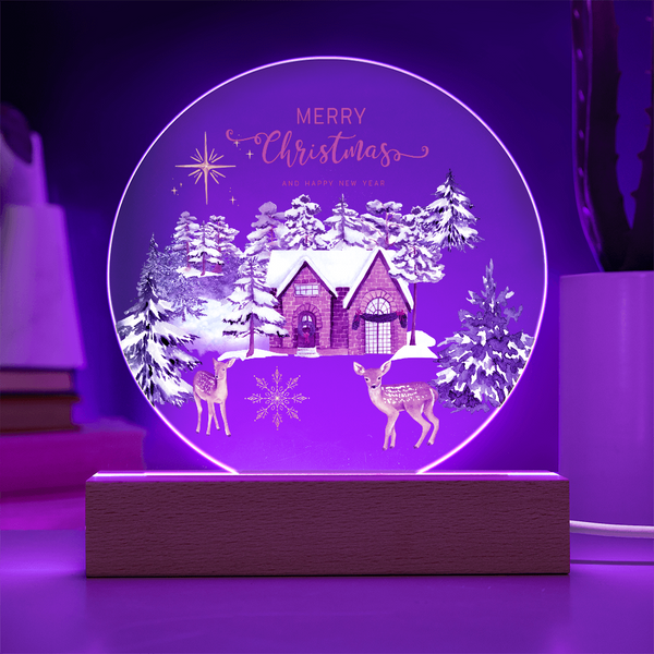 Circular LED Acrylic Plaque – Warm Winter Keepsake Gift - - Acrylic Prints