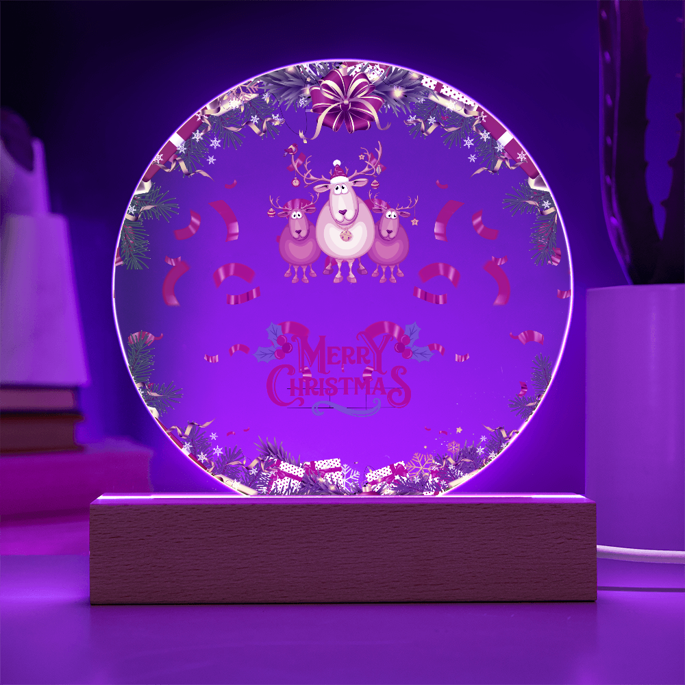 Festive LED Acrylic Plaque – A Joyful Reindeer Keepsake - - Acrylic Prints