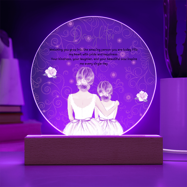 Floral Mother-Daughter Love – Printed Circle Acrylic Plaque - - Acrylic Prints