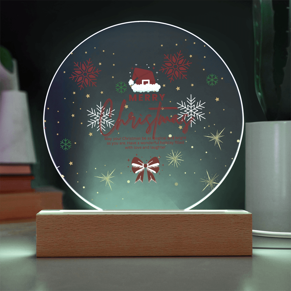 Circular Christmas LED Plaque – Spark Joy & Memories - - Acrylic Prints