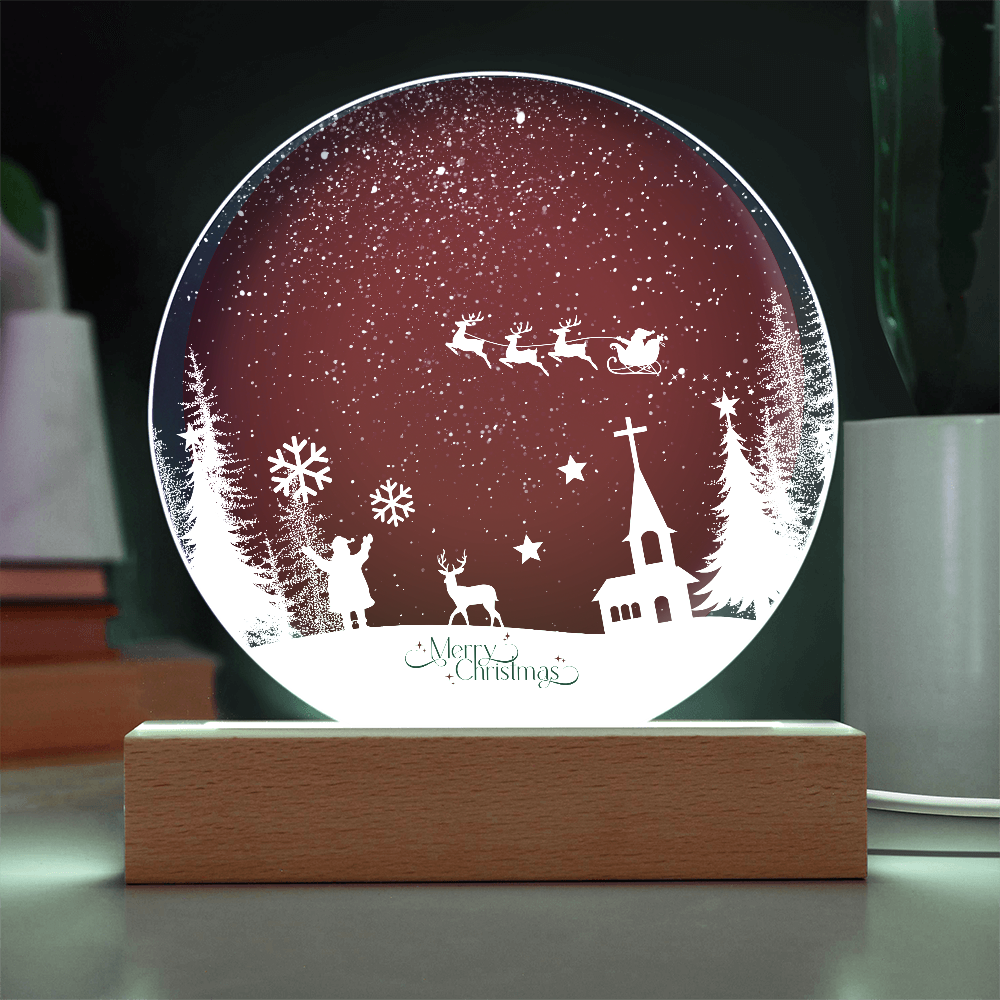 Santa Sleigh Circular Acrylic Plaque – A Gift of Wonder - - Acrylic Prints