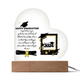 Celebratory Academic Success Plaque - Acrylic Heart with LED Base - Acrylic Prints