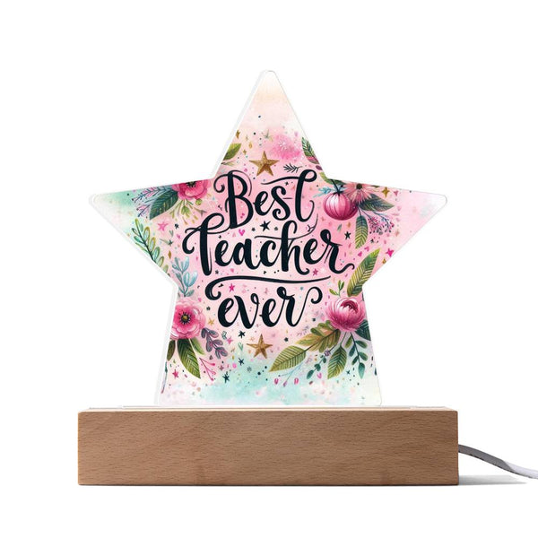 Educator's Star - A Celebration Plaque - Acrylic Star with LED Corded Base - Acrylic Prints