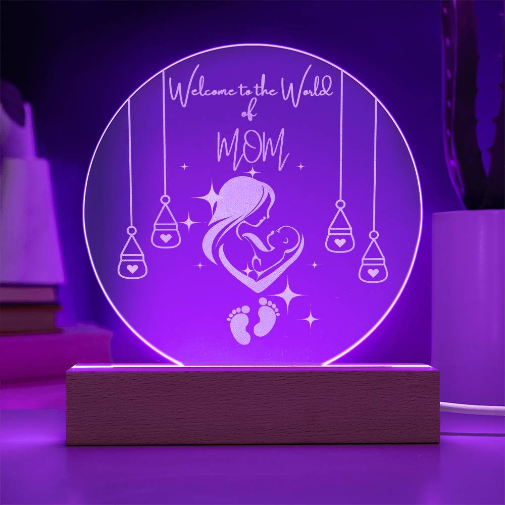 Heartfelt Mom and Baby Acrylic Art - Wood LED Base with Cord - Acrylic Prints