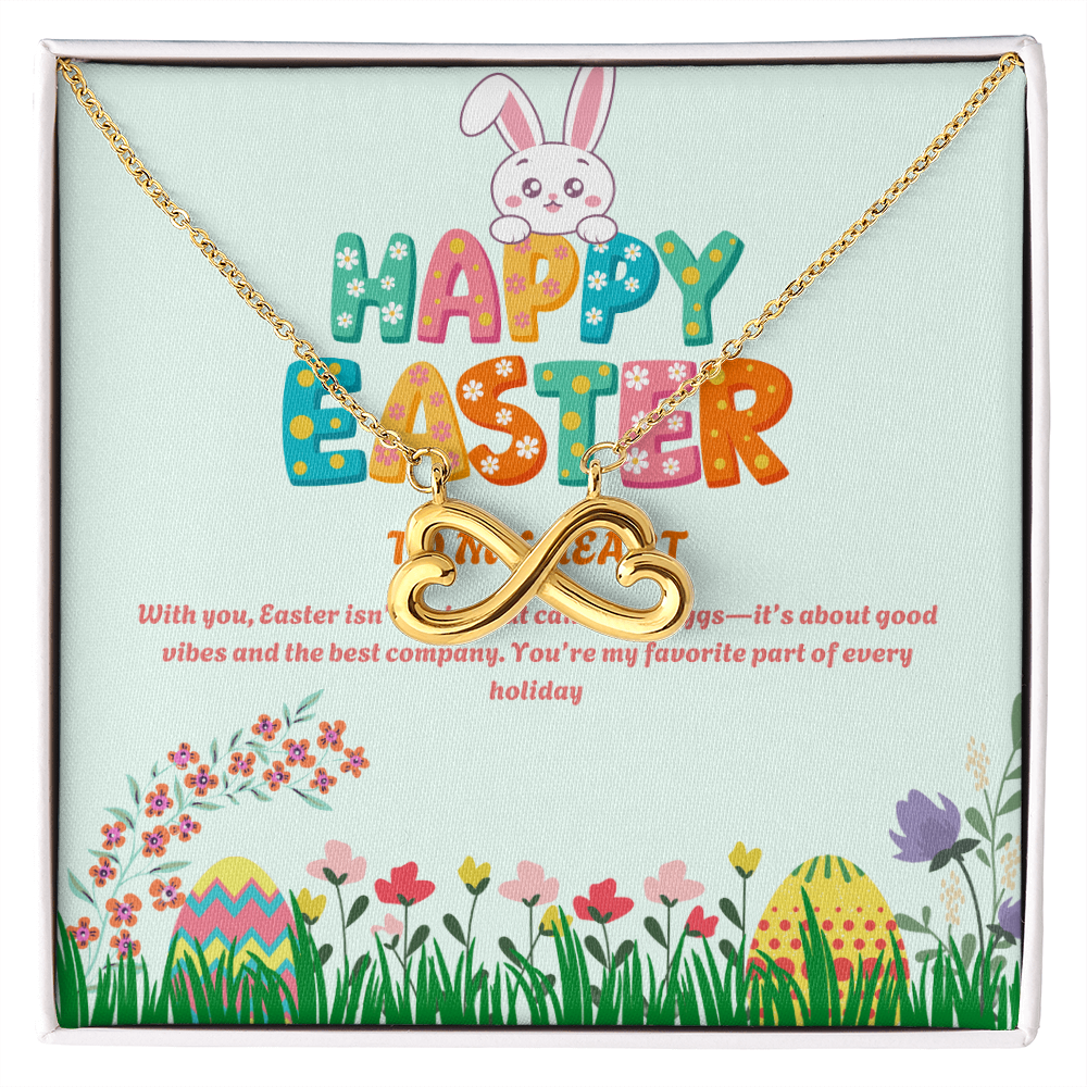 Playful Easter Blooms - Bunny & Love Necklace - 18k Yellow Gold Finish Standard Box - Necklaces