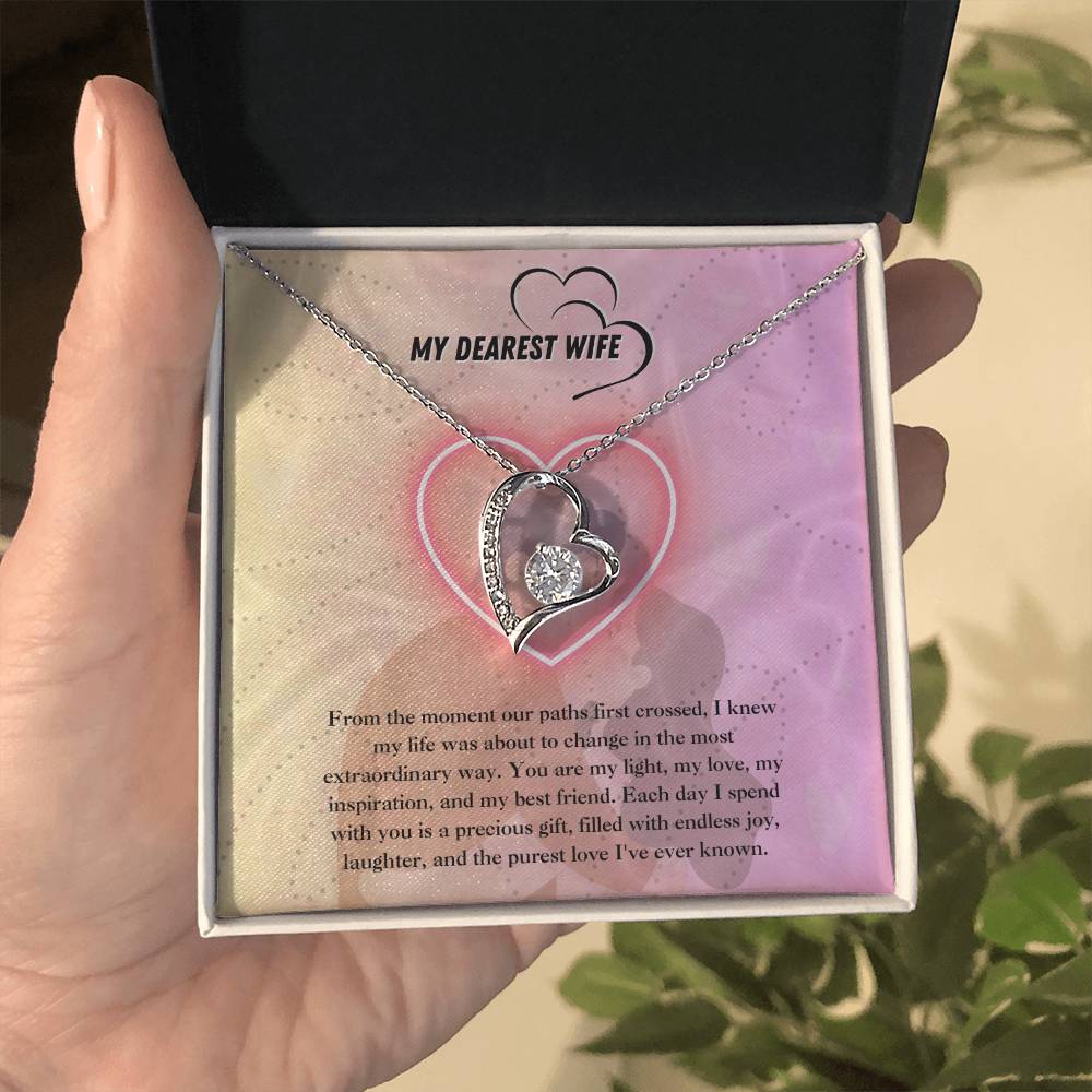 My Dearest Wife – A Heartfelt Pendant with Crystal Sparkle - - Necklaces