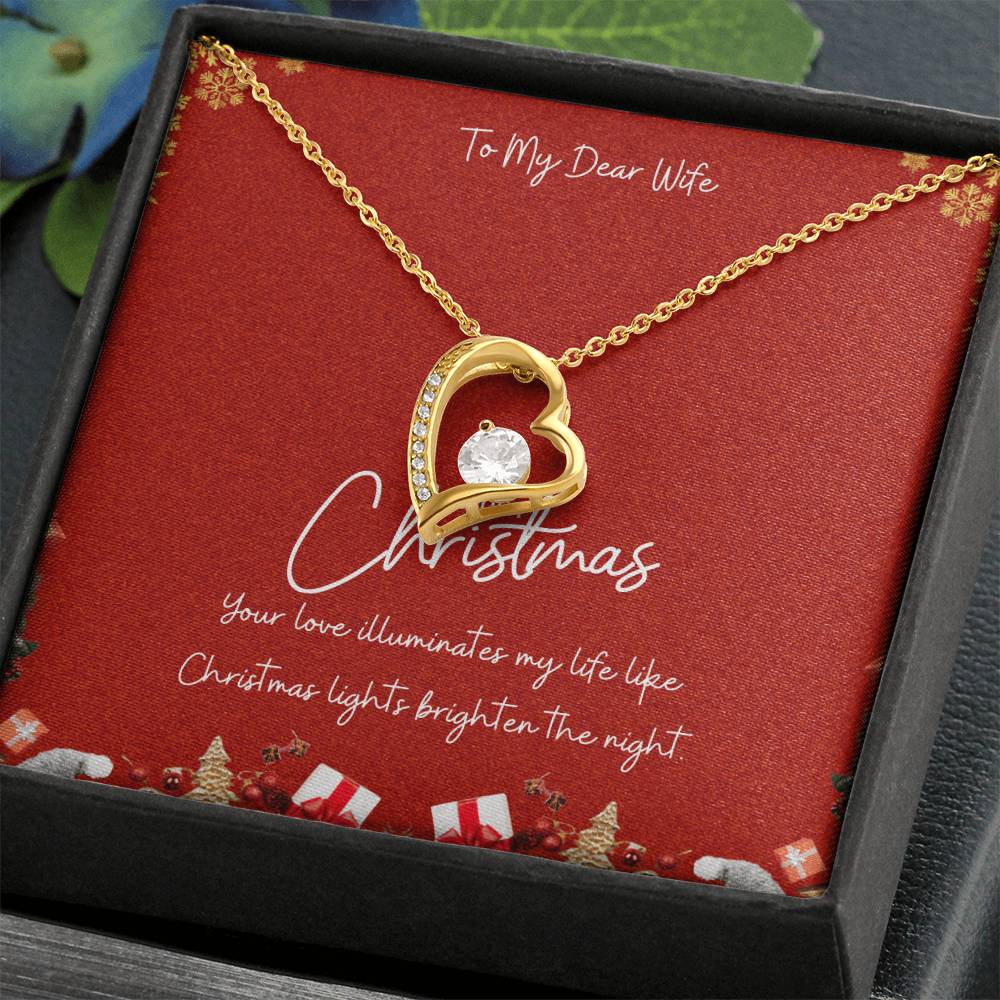To My Wife – Forever Love Christmas Necklace - 18k Yellow Gold Finish - Necklaces