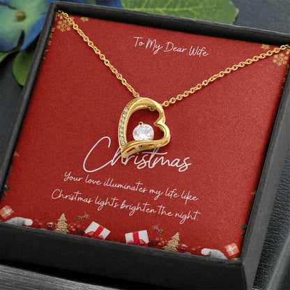 To My Wife – Forever Love Christmas Necklace - 18k Yellow Gold Finish - Necklaces