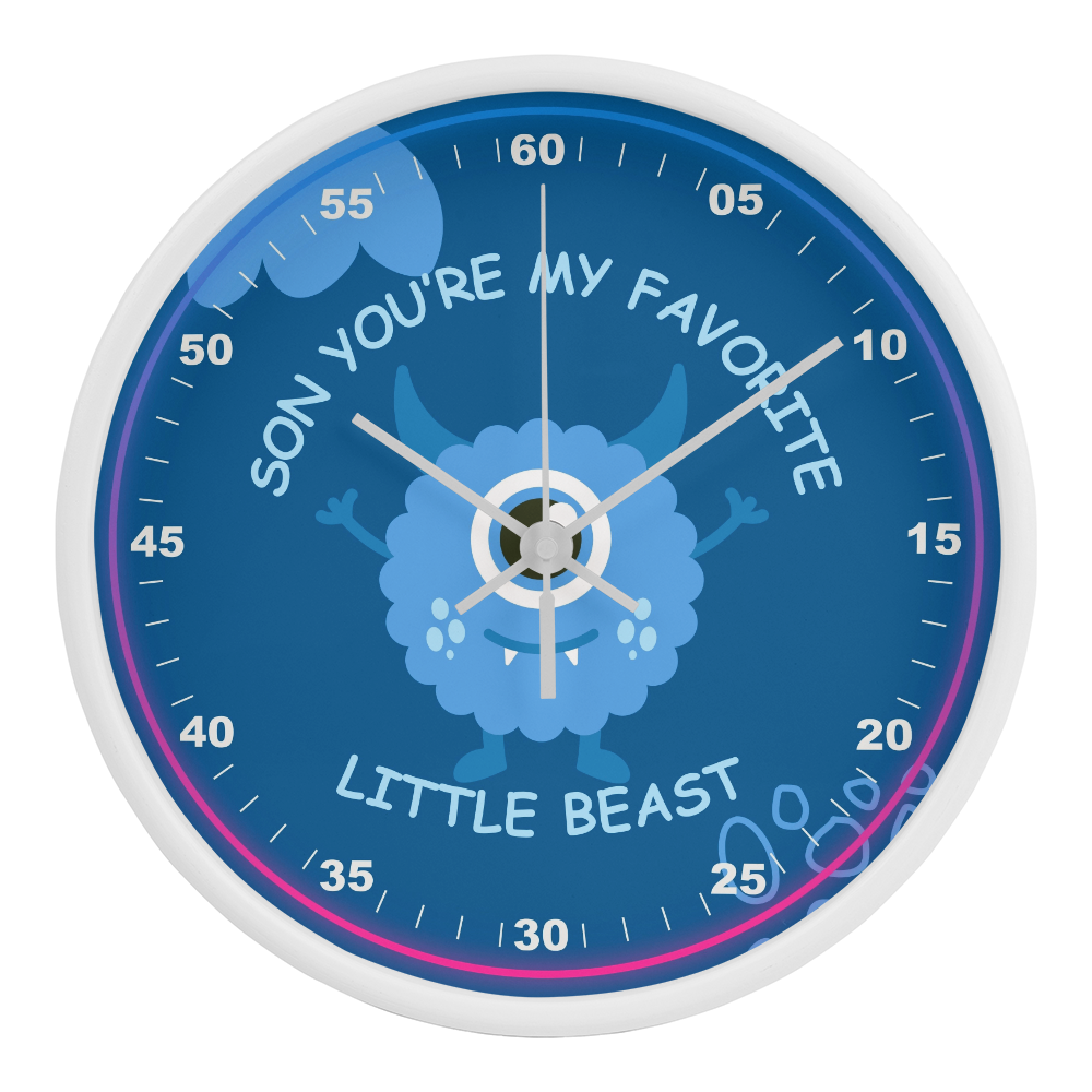 Funny Monster Clock Gift for Son’s Room - White White - Wall Clocks