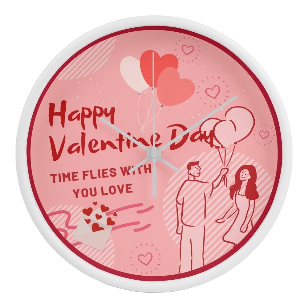 Time Flies with Love - Valentine’s Day Wall Clock - White White - Wall Clocks