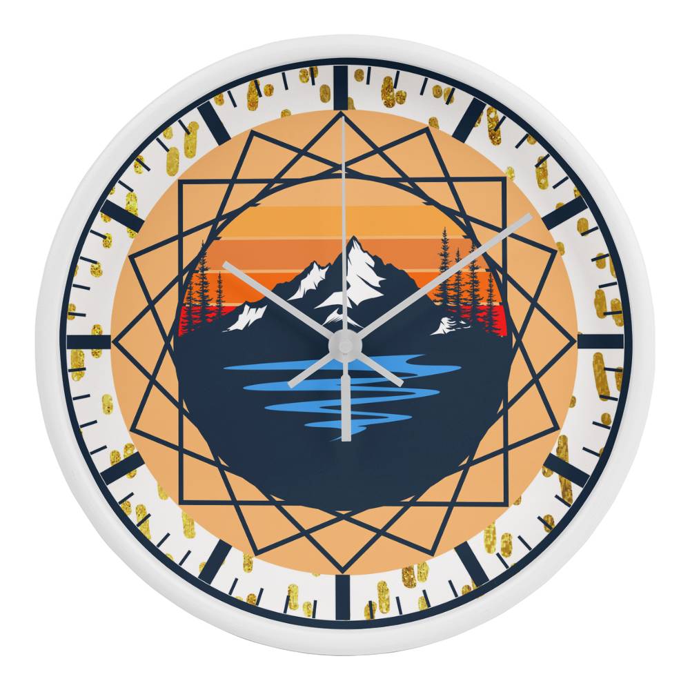 Eternal Dawn - Mountain Landscape Clock - White - Wall Clocks