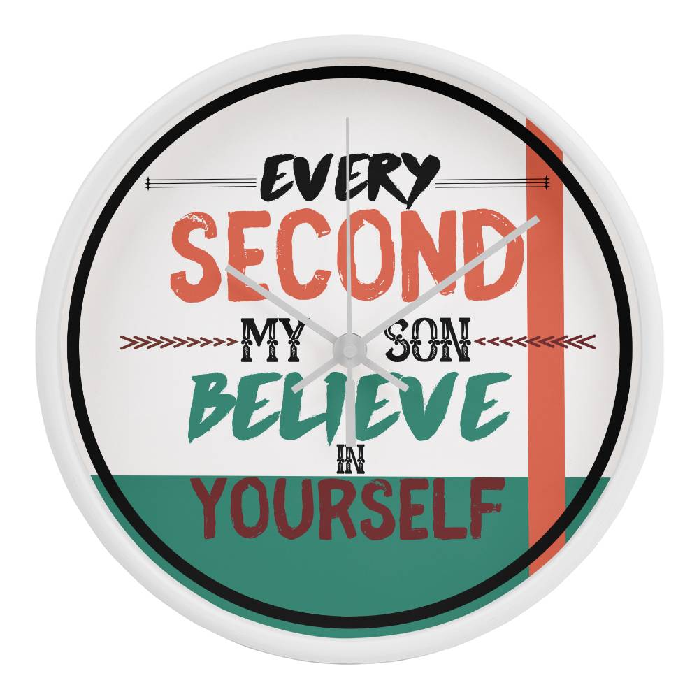 Every Second My Son - A Heartfelt Wall Clock Gift - White White - Wall Clocks