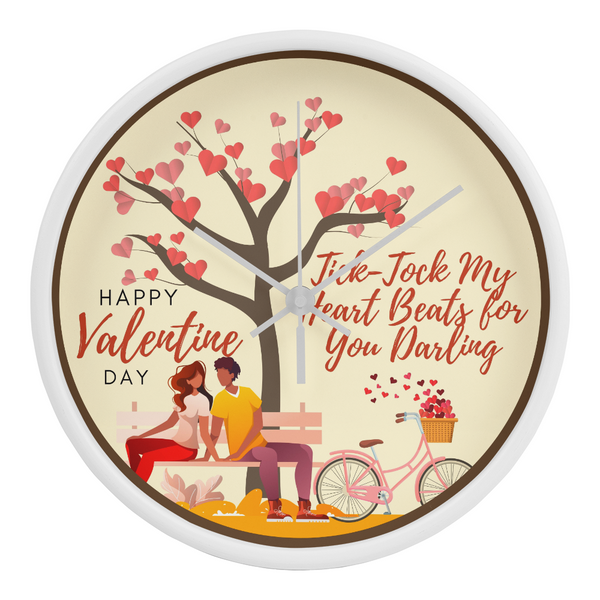 Tick-Tock of Love - Valentine’s Day Wooden Clock - White White - Wall Clocks