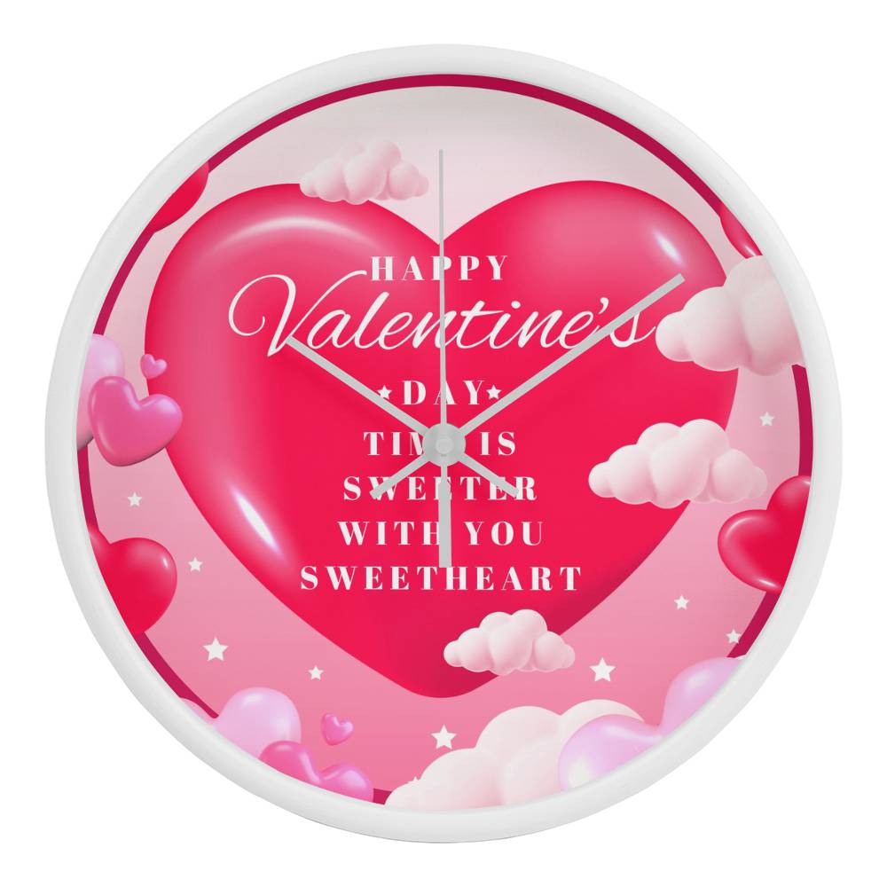 Sweeter with You - Valentine’s Day Wooden Clock - White White - Wall Clocks