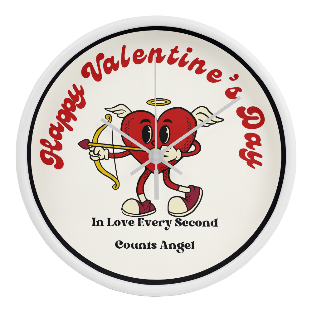 Every Second Counts - Angelic Valentine Wooden Clock - White White - Wall Clocks