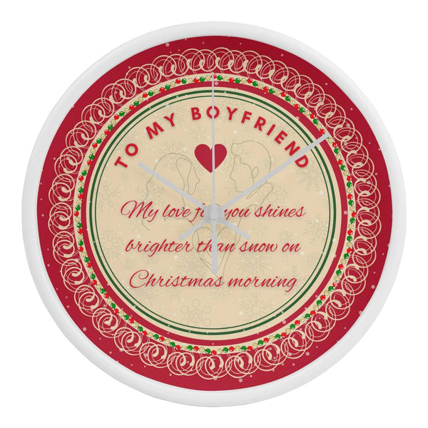 To My Boyfriend – Christmas Love Clock - White White - Wall Clocks