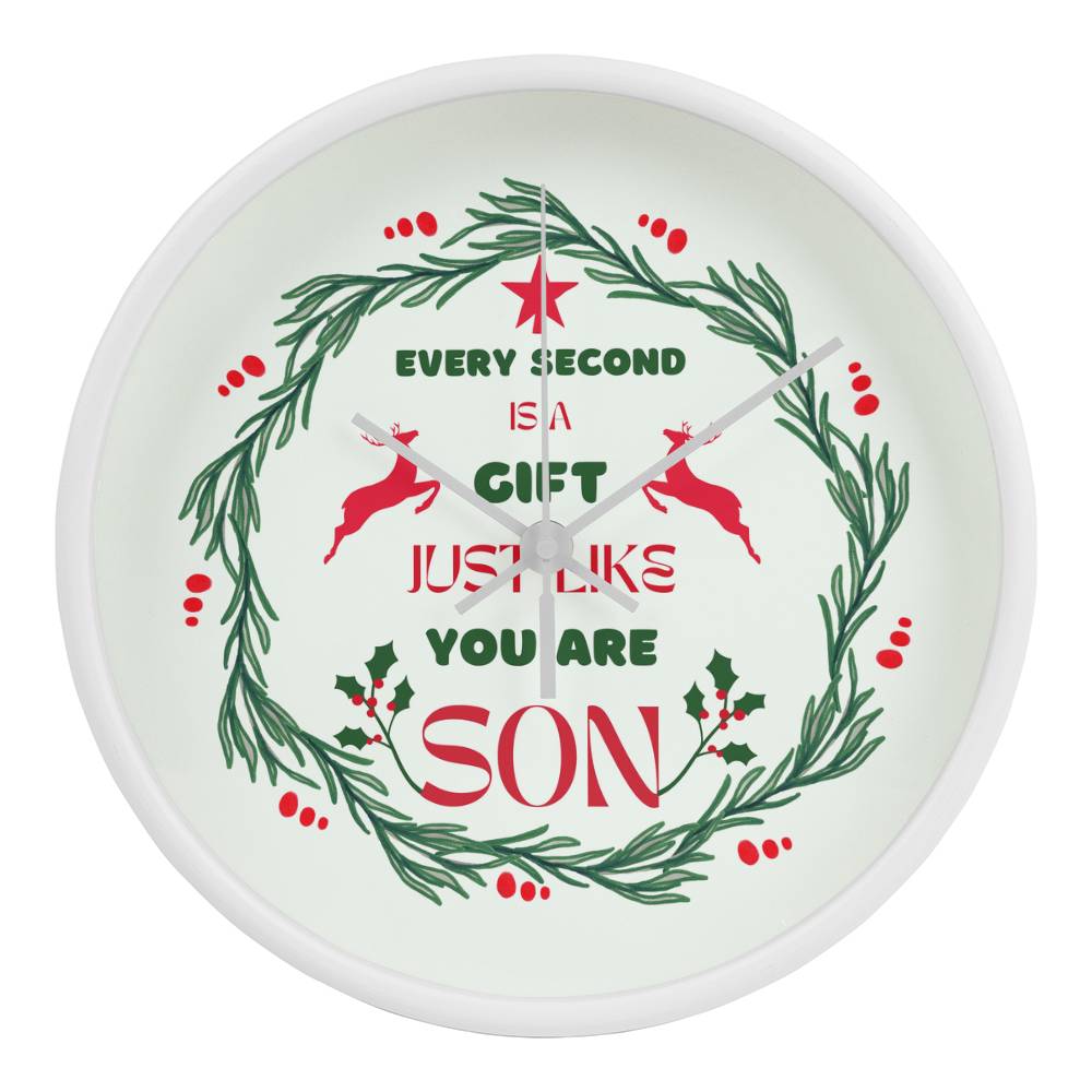 To My Son - A Clock of Love and Holiday Cheer - White White - Wall Clocks