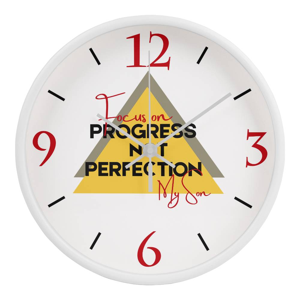 Progress and Perfection - A Gift for Sons - White White - Wall Clocks