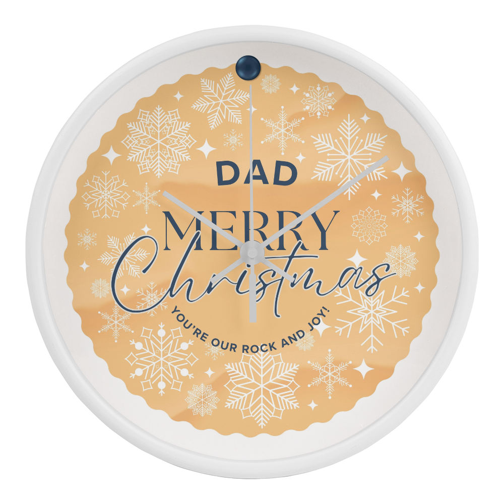 Dad, Our Rock and Joy - Festive Wooden Clock - White White - Wall Clocks