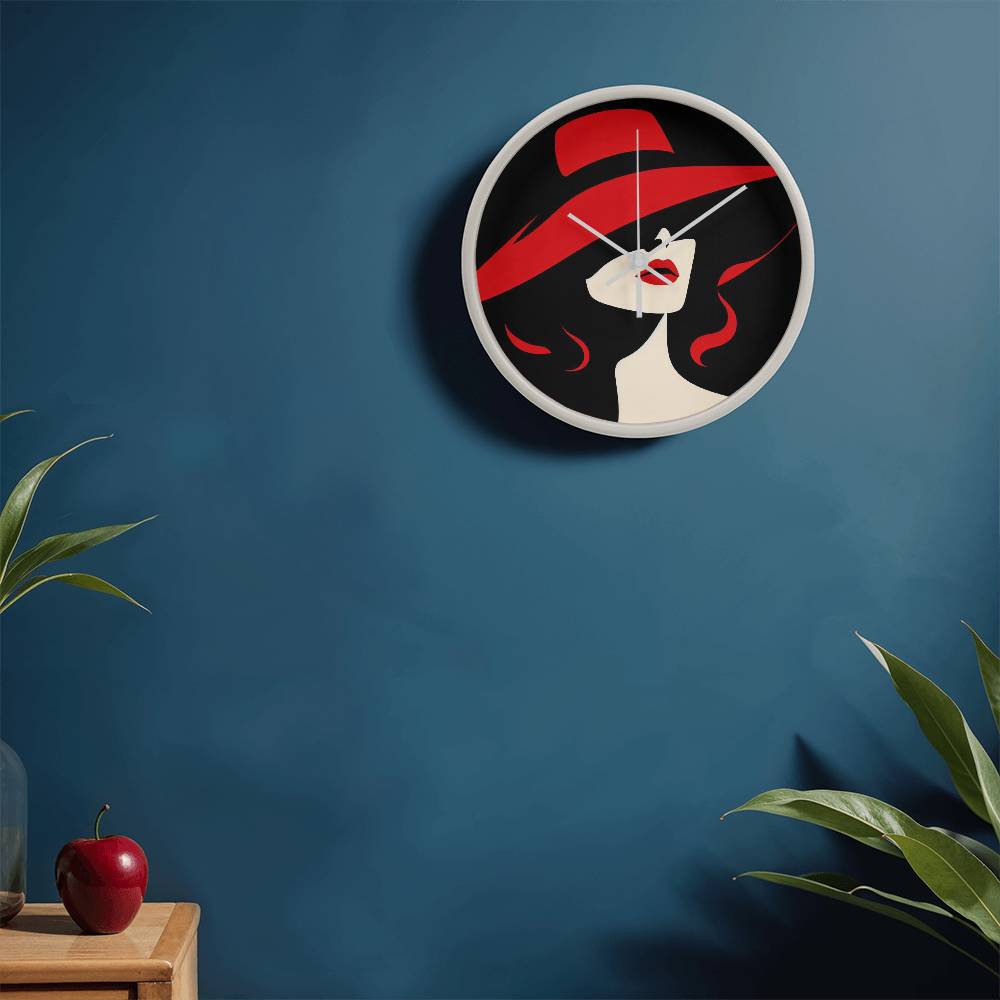 Glamour and Grace - Red Hat Noir Clock - - Wall Clocks