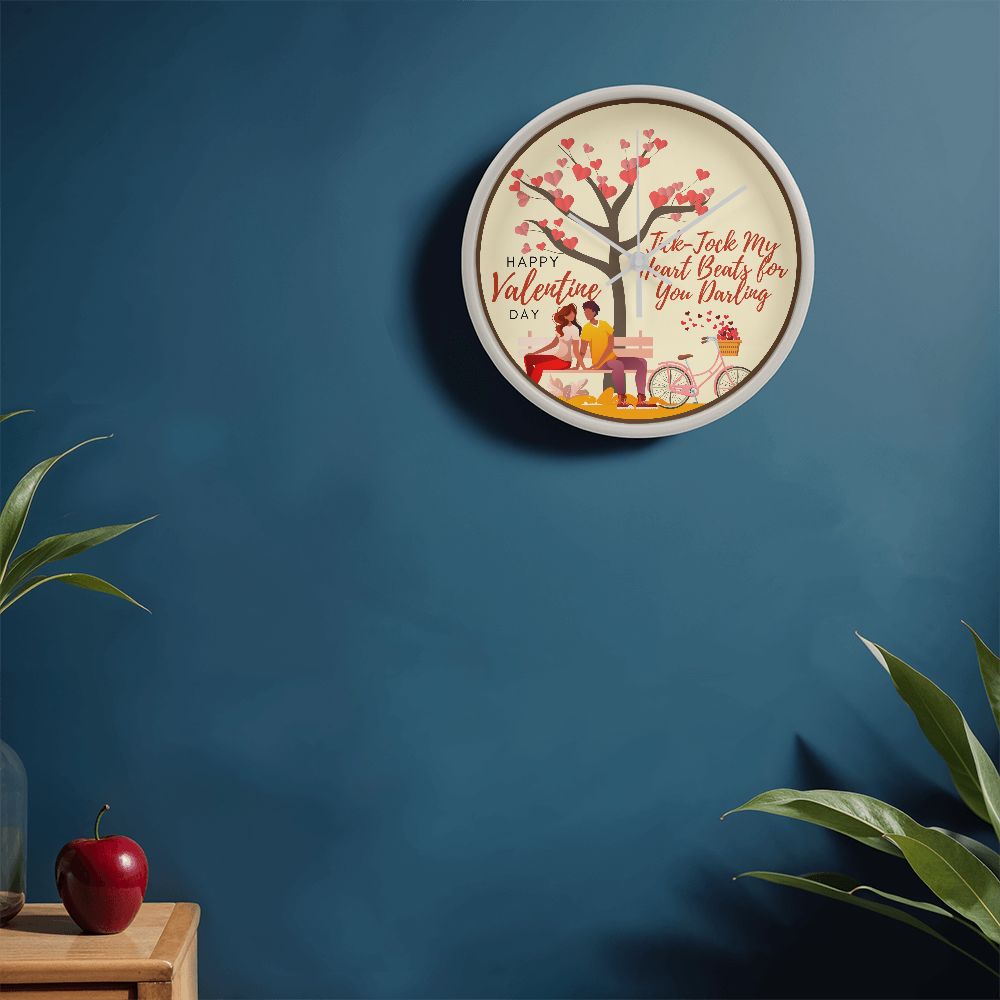Tick-Tock of Love - Valentine’s Day Wooden Clock - - Wall Clocks