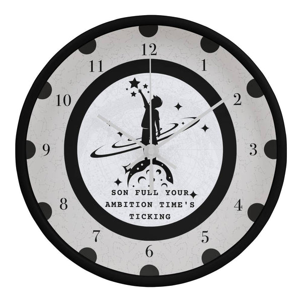 Reach for the Stars Clock for Sons - Black White - Wall Clocks
