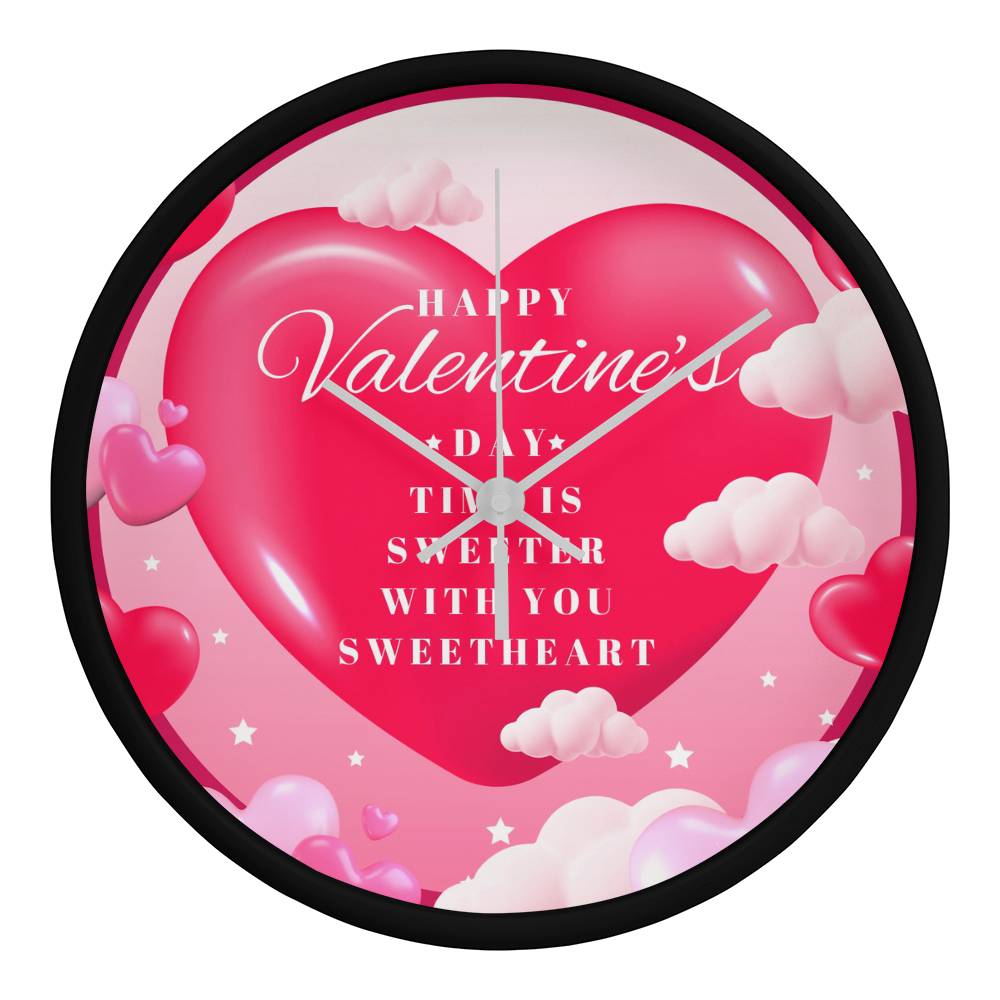 Valentine’s Clock Gift for Sweetheart - Black White - Wall Clocks