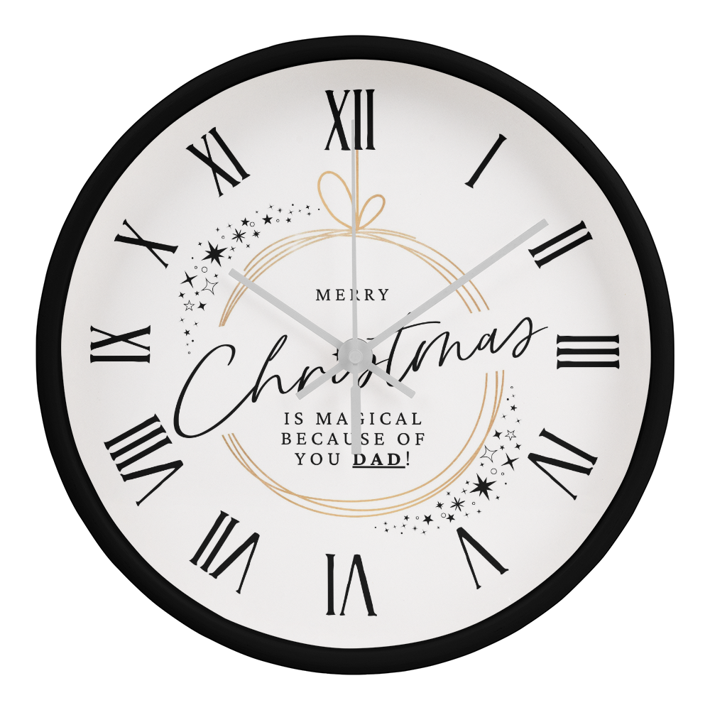 Christmas Magic Wall Clock for Dad - Black White - Wall Clocks