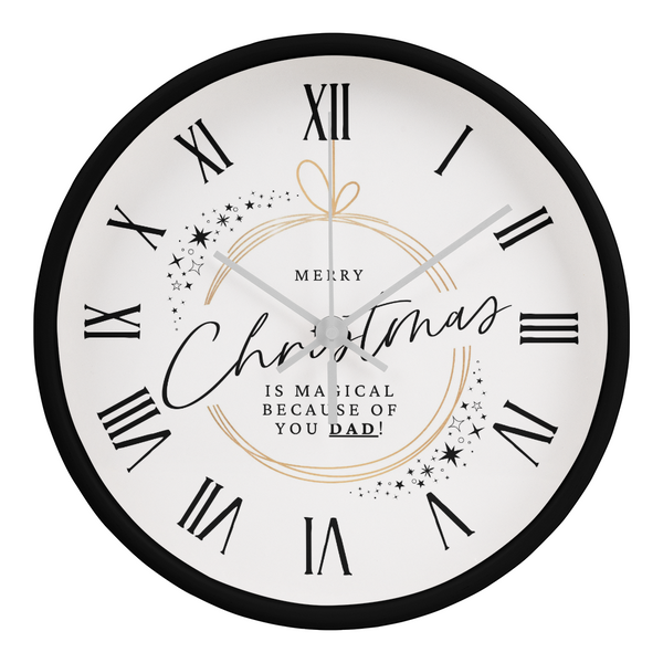 Christmas Magic Wall Clock for Dad - Black White - Wall Clocks