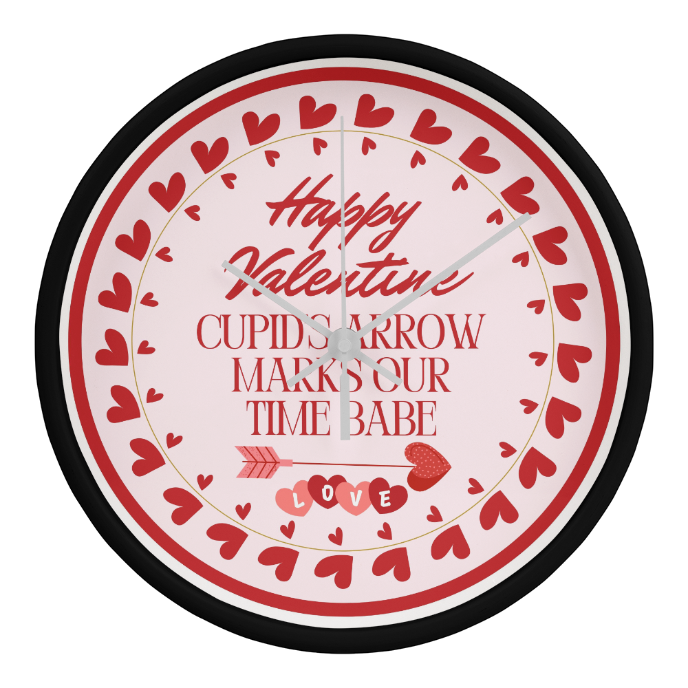 Our Time Together - Cupid’s Arrow Valentine’s Clock - Black White - Wall Clocks