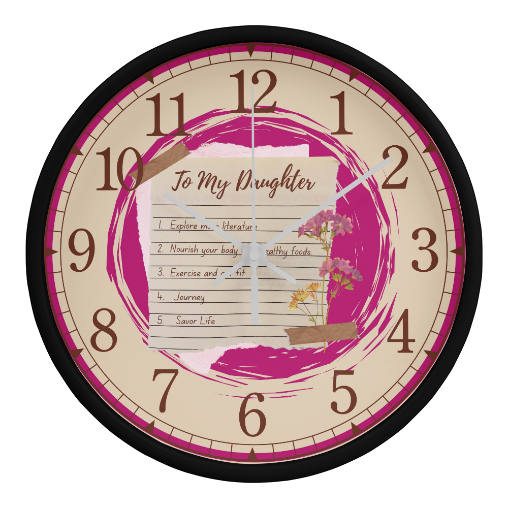 "Dream Big, Live Fully: Daughter's Keepsake Clock" - Black White - Wall Clocks