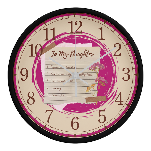 "Dream Big, Live Fully: Daughter's Keepsake Clock" - Black White - Wall Clocks