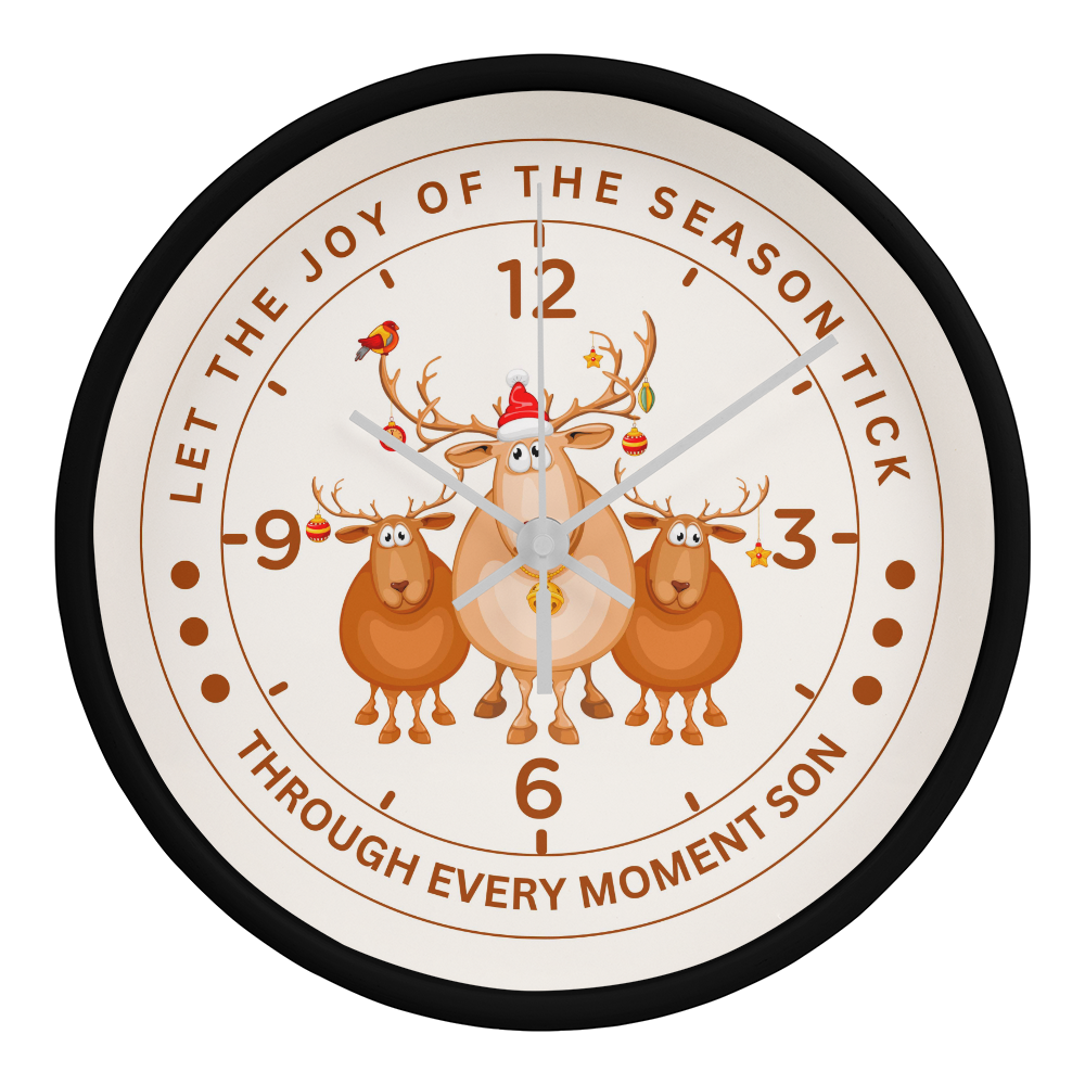 Joy of the Season Clock for Son - Black White - Wall Clocks