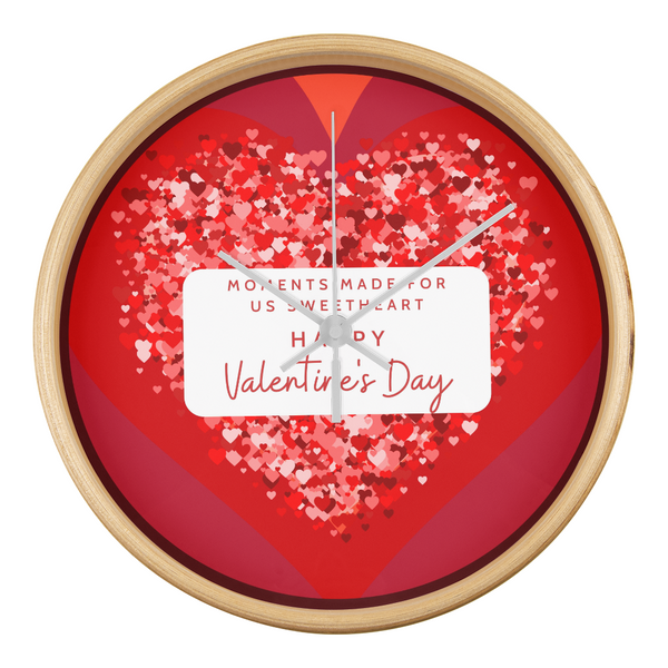 A Heart Full of Love - Romantic Wooden Valentine’s Clock - Natural White - Wall Clocks