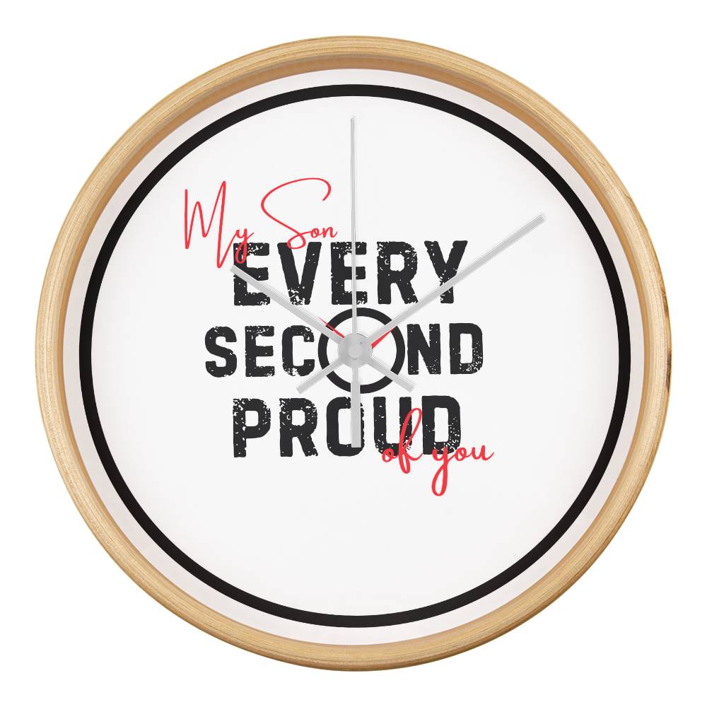 Proud Dad Wall Clock Gift for Son - Natural White - Wall Clocks