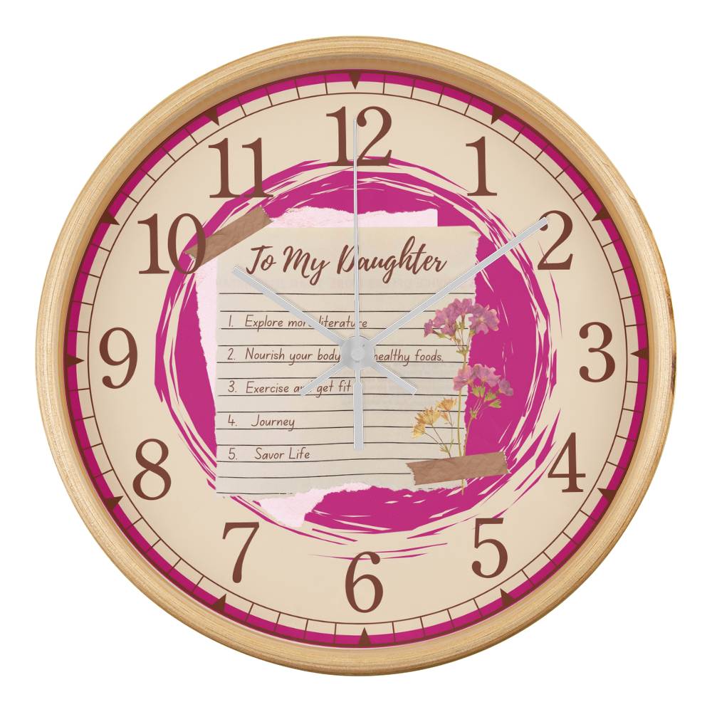 "Dream Big, Live Fully: Daughter's Keepsake Clock" - Natural White - Wall Clocks