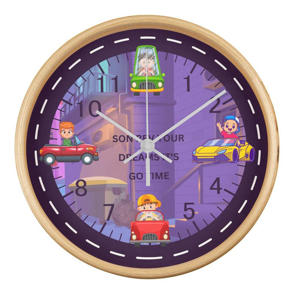 Go Time Race Car Clock Gift for Sons - Natural White - Wall Clocks