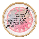 Mischief & Laughter Clock – Gift for Bestie - Natural White - Wall Clocks
