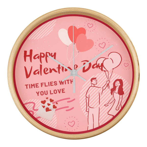Time Flies with Love - Valentine’s Day Wall Clock - Natural White - Wall Clocks