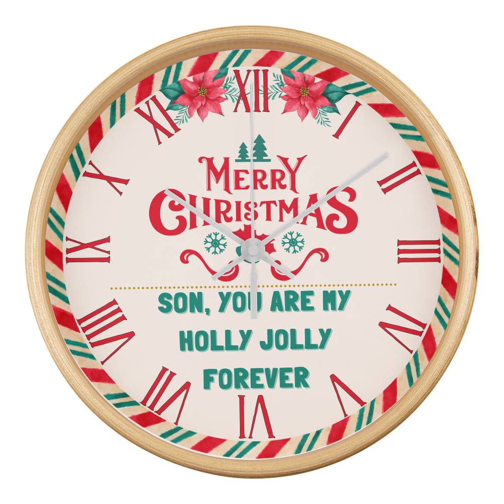 Holiday Clock for Son – Festive Keepsake Gift - Natural - Wall Clocks