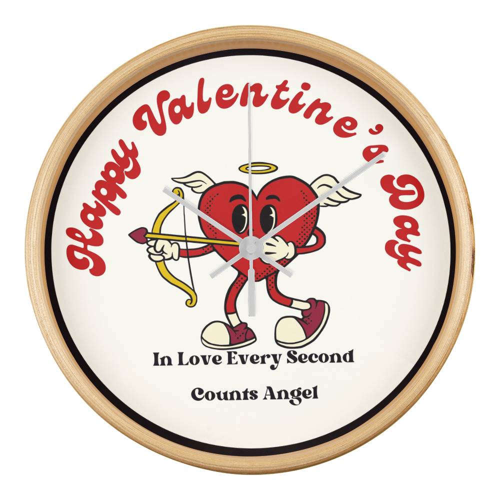 Happy Valentine’s Wall Clock – Love Every Second - Natural White - Wall Clocks