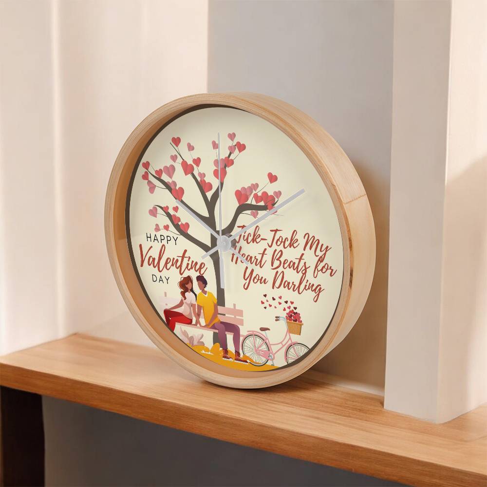 Tick-Tock of Love - Valentine’s Day Wooden Clock - - Wall Clocks