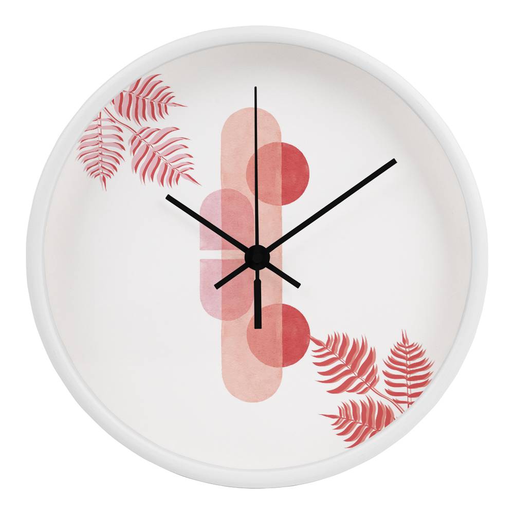 Serene Geometry - Abstract Botanical Wall Clock - White - Wall Clocks