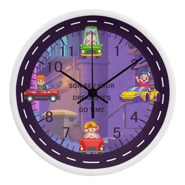 Go Time Race Car Clock Gift for Sons - White Black - Wall Clocks