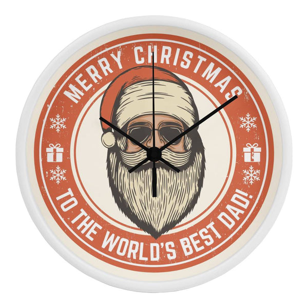World's Best Dad Christmas Wall Clock - White Black - Wall Clocks